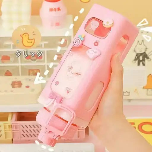 Bear Water Bottle with Straw and Stickers – 700 ml